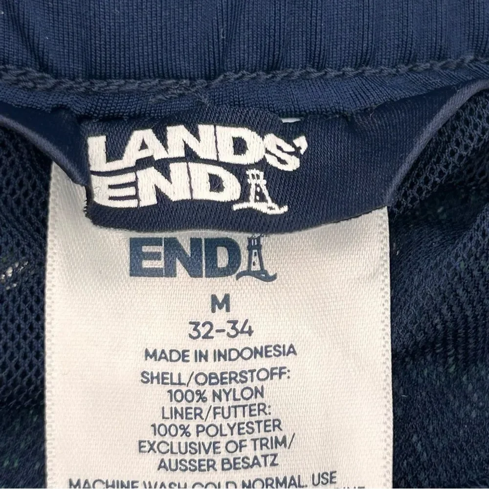Lands End men’s size medium swim trunks and matching medium navy rashguard set